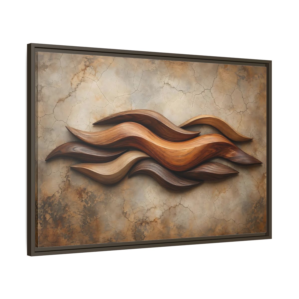 Main Mockup. Nature Wood Waves Brown Wood Waves shown as stretched canvas wall art
