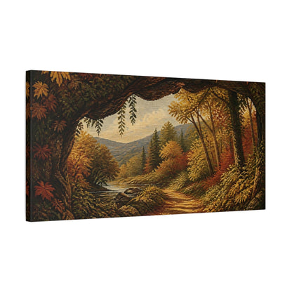 Side Mockup 1. Nature Woodland Path shown as canvas print