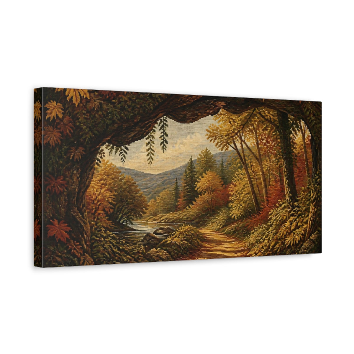 Side Mockup 3. Nature Woodland Path shown as canvas print