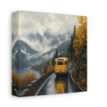 Side Mockup 2. Nature Yellow Bus Autumn Mountains shown as stretched canvas wall art