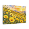 Side Mockup 4. Nature Yellow Flowers Yellow Flower Field shown as stretched canvas wall art