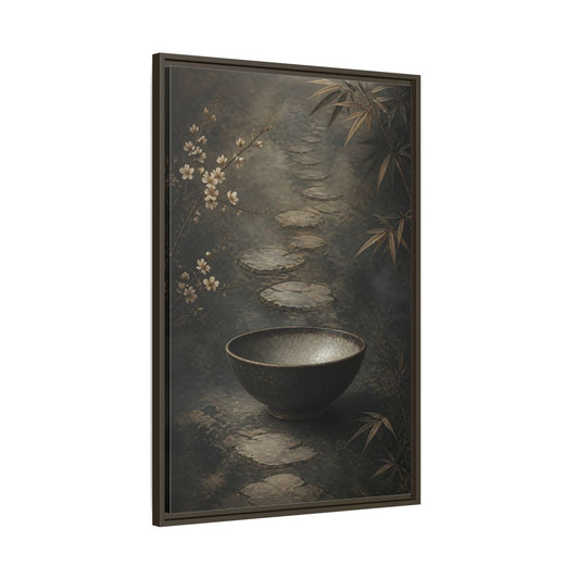 Main Mockup. Nature Zen Garden Brown Grey Aesthetic shown as stretched canvas wall art