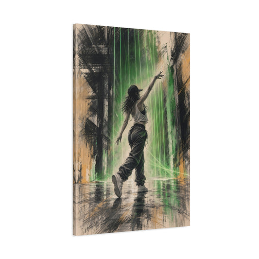 Main Mockup. Neon Street Dancer shown as canvas print