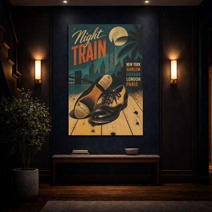 Mockup 4. Night Train Tap Shoes shown as canvas print