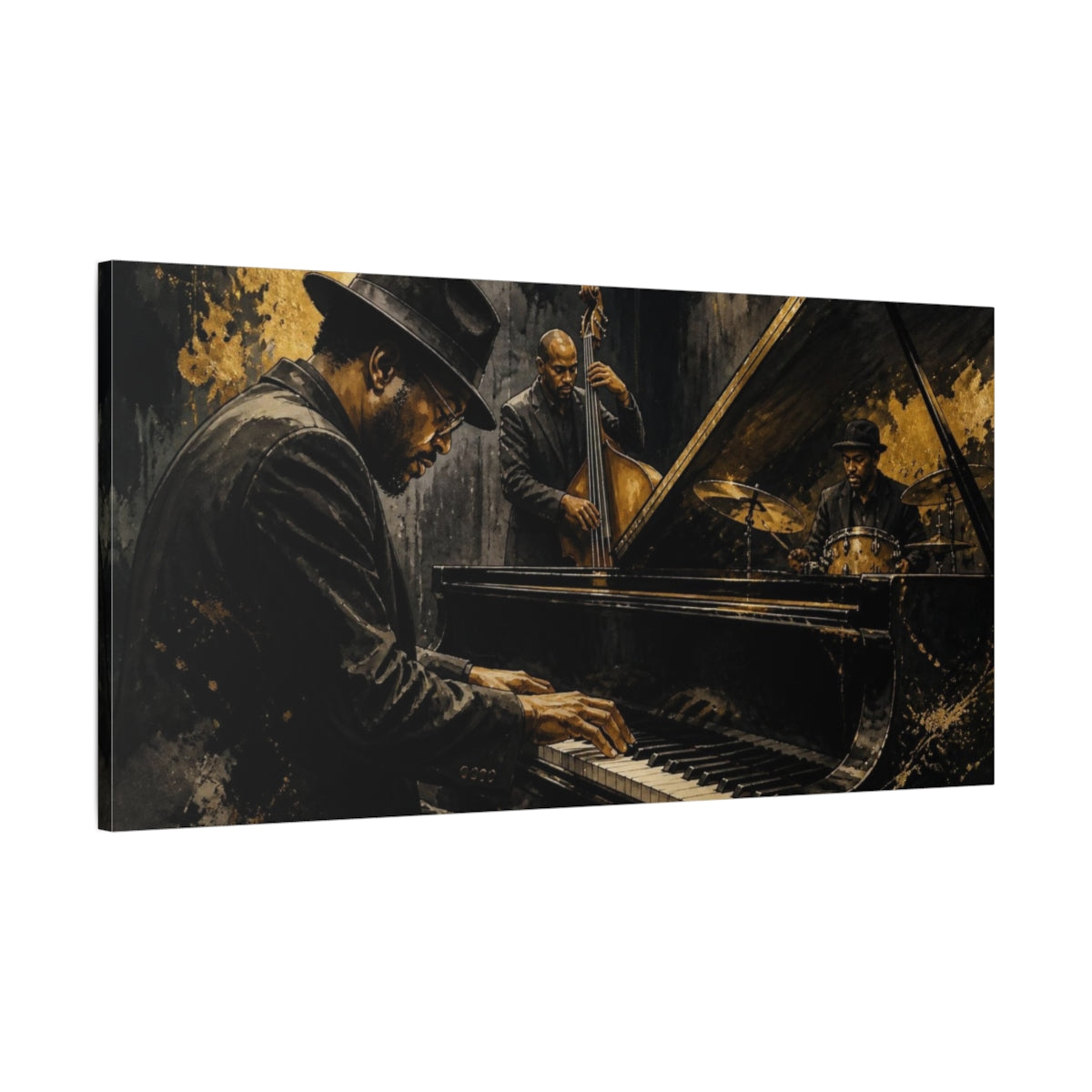 Main Mockup. Nocturne Jazz Trio shown as canvas print