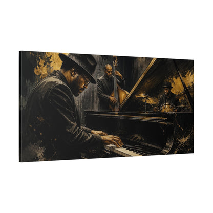Side Mockup 2. Nocturne Jazz Trio shown as canvas print