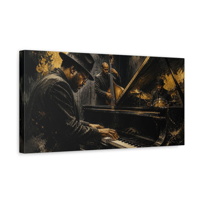 Side Mockup 3. Nocturne Jazz Trio shown as canvas print