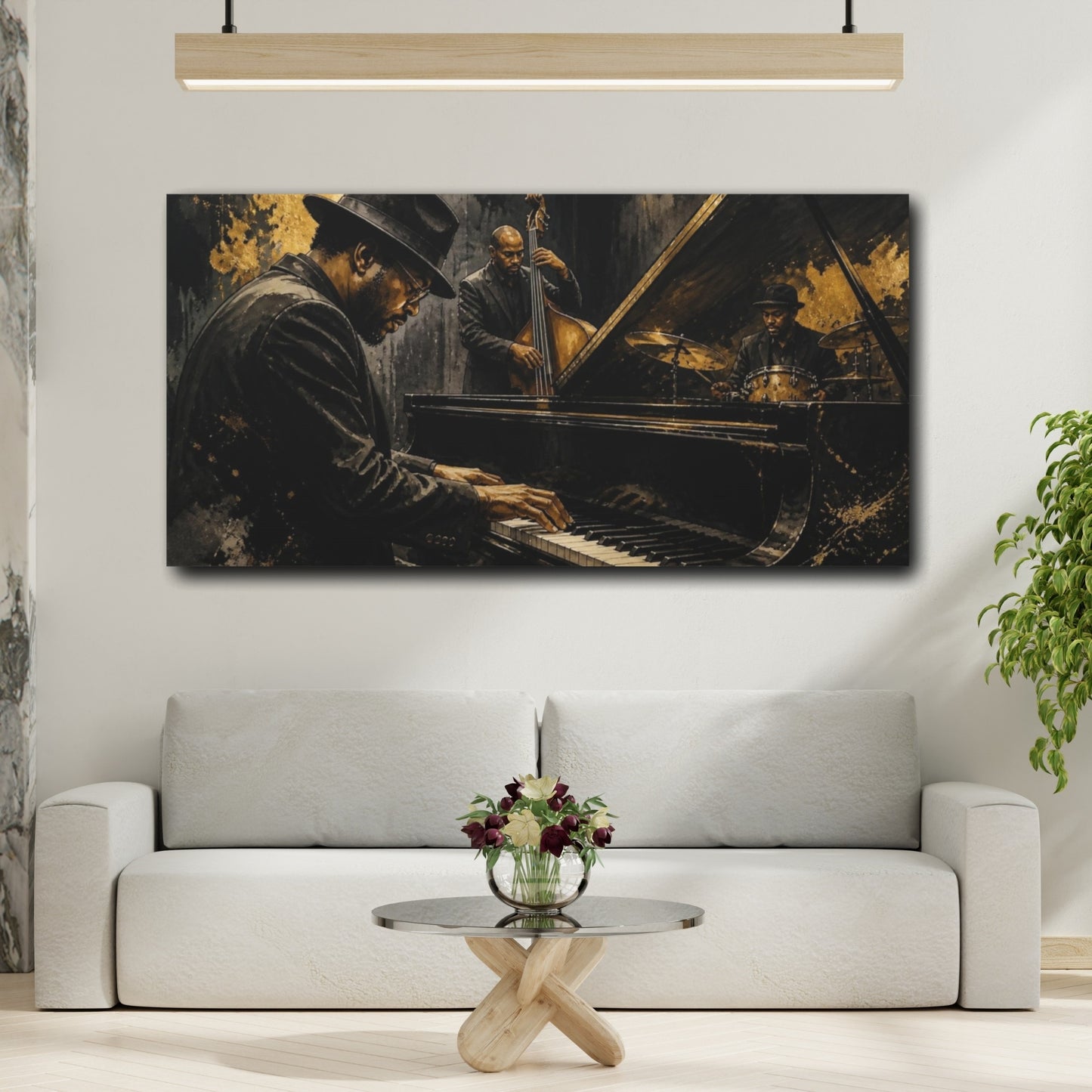 Mockup 2. Nocturne Jazz Trio shown as canvas print