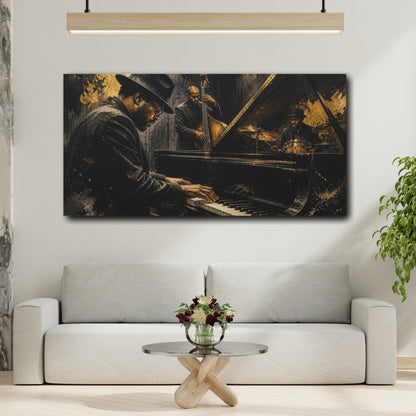 Mockup 2. Nocturne Jazz Trio shown as canvas print