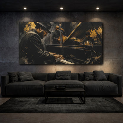 Mockup 3. Nocturne Jazz Trio shown as canvas print