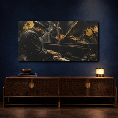 Mockup 4. Nocturne Jazz Trio shown as canvas print