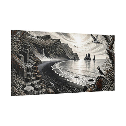 Side Mockup 2. Nordic Basalt Coastline shown as canvas print