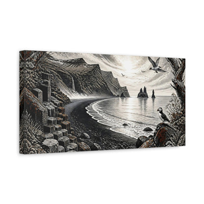 Side Mockup 3. Nordic Basalt Coastline shown as canvas print