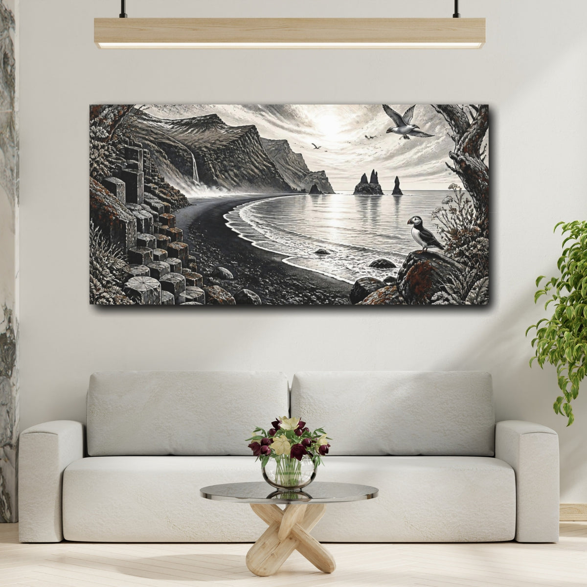 Mockup 2. Nordic Basalt Coastline shown as canvas print