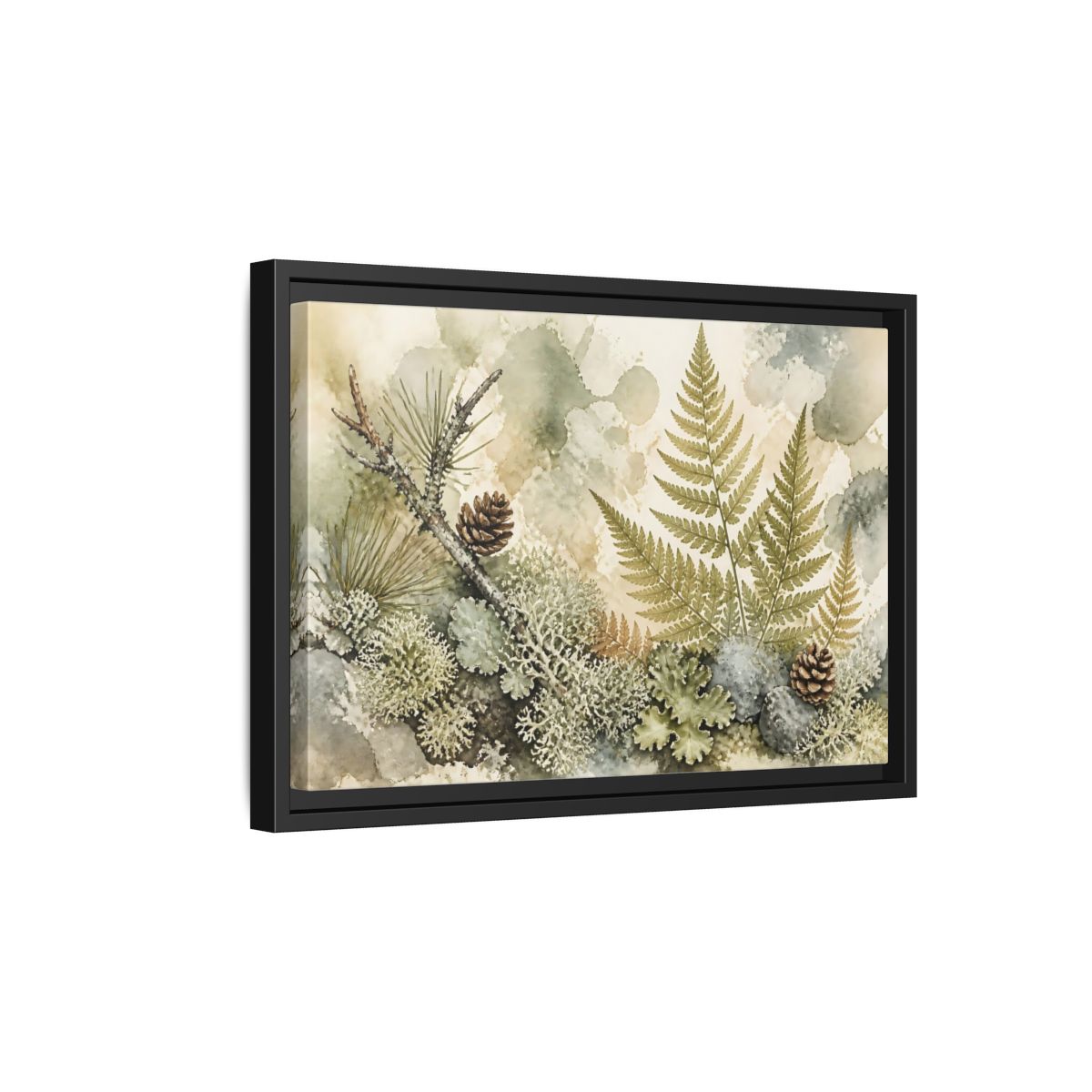 Side Mockup 6. Nordic Fern Study shown as framed canvas print