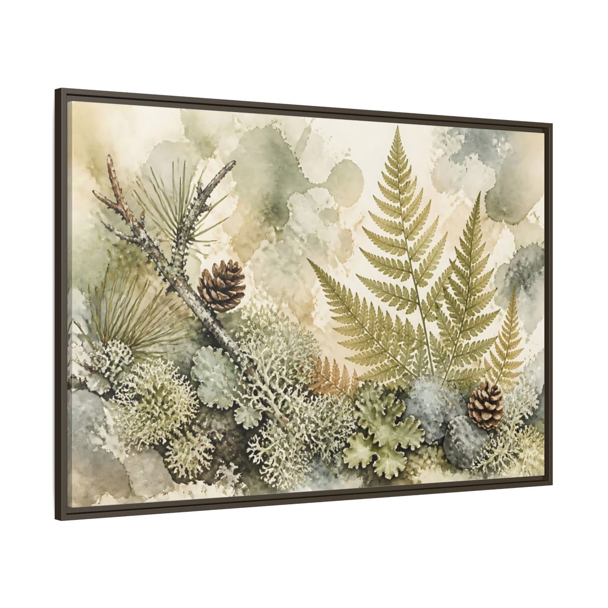 Side Mockup 8. Nordic Fern Study shown as framed canvas print