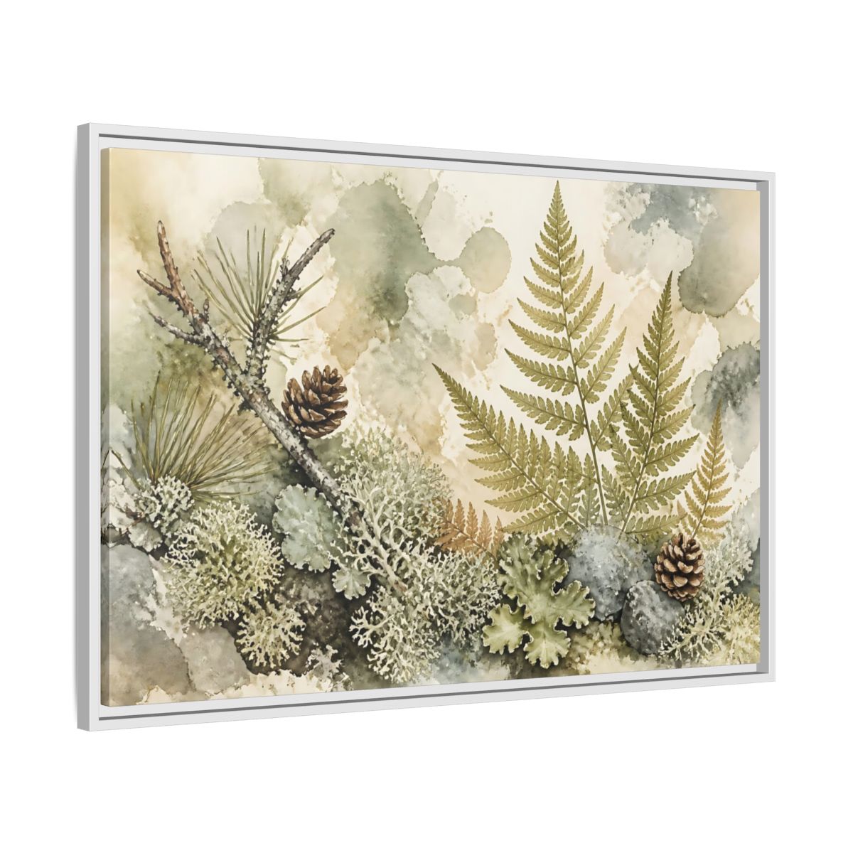 Side Mockup 9. Nordic Fern Study shown as framed canvas print
