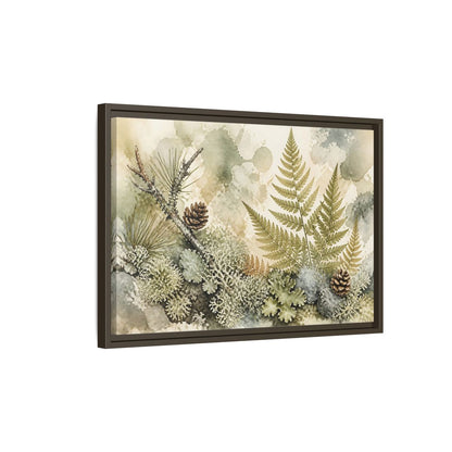 Side Mockup 2. Nordic Fern Study shown as framed canvas print