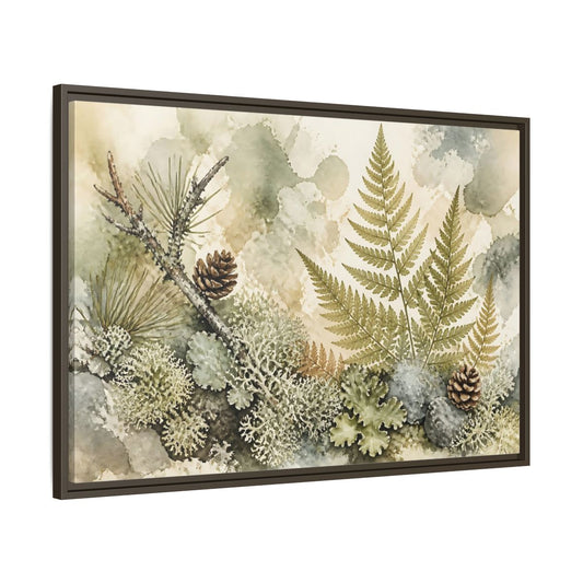 Main Mockup. Nordic Fern Study shown as framed canvas print