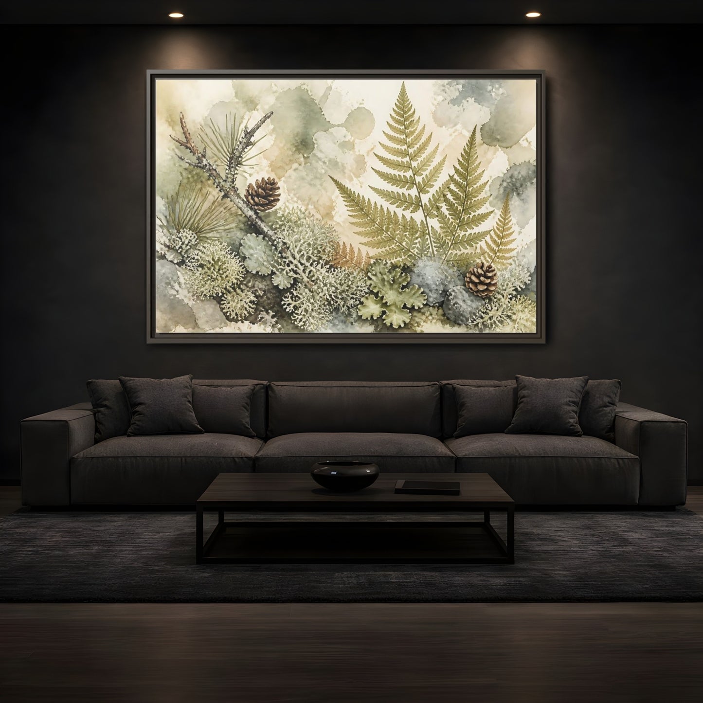 Mockup 3. Nordic Fern Study shown as framed canvas print