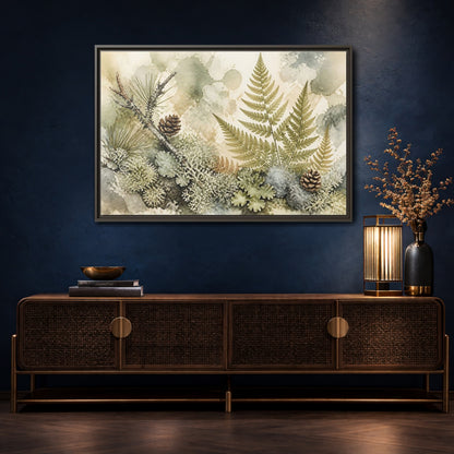 Mockup 4. Nordic Fern Study shown as framed canvas print