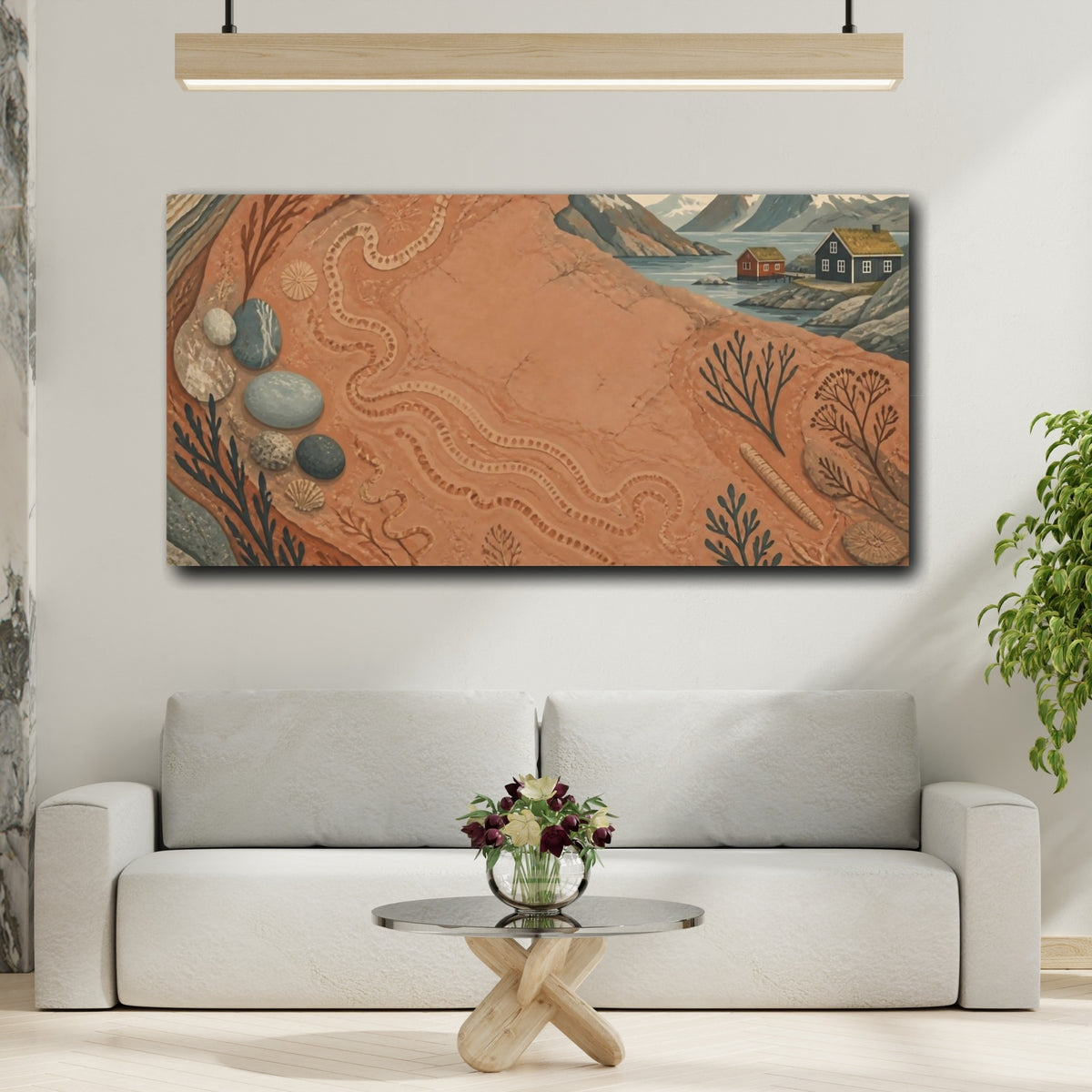 Mockup 2. Nordic Fossil Coast shown as canvas print