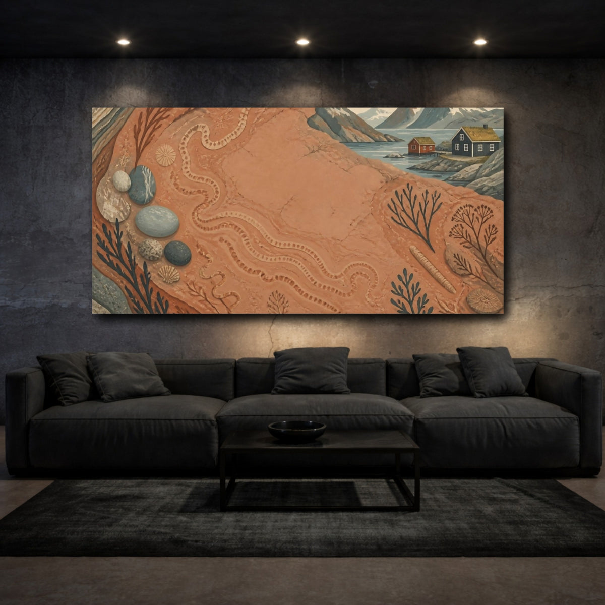 Mockup 3. Nordic Fossil Coast shown as canvas print