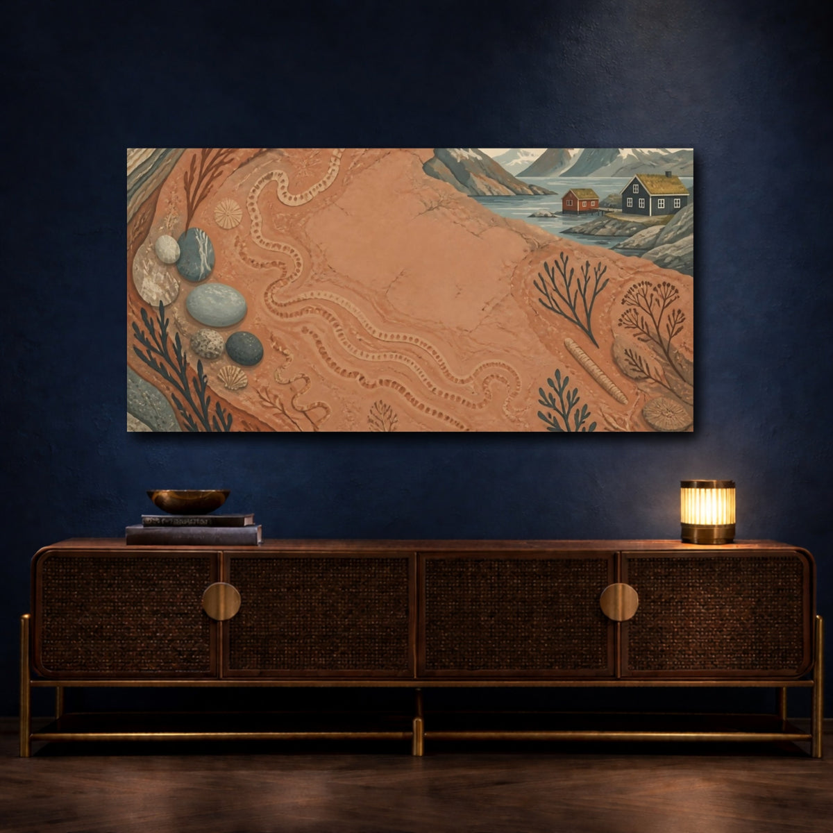 Mockup 4. Nordic Fossil Coast shown as canvas print