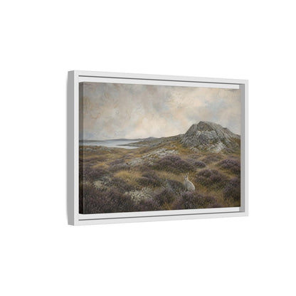 Side Mockup 4. Nordic Heather Hare shown as framed canvas print