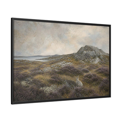 Side Mockup 12. Nordic Heather Hare shown as framed canvas print