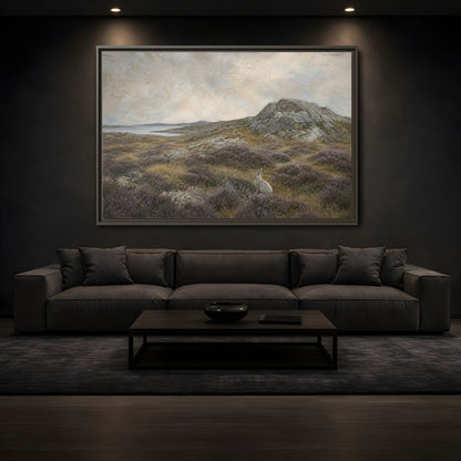 Mockup 3. Nordic Heather Hare shown as framed canvas print