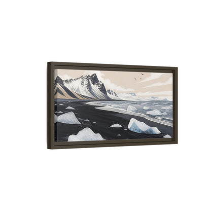 Side Mockup 7. Nordic Ice Beach shown as framed canvas print