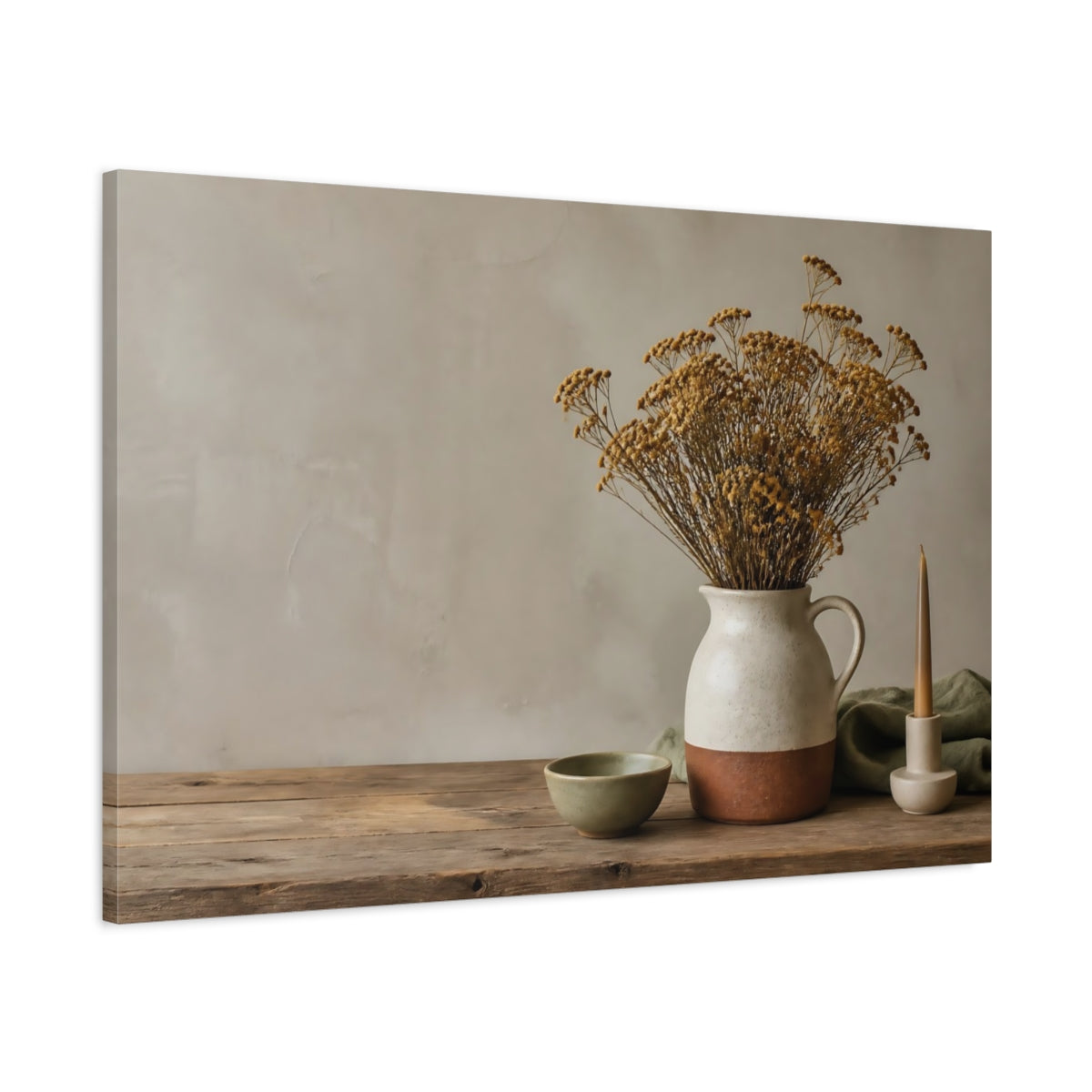 Main Mockup. Nordic Jug With Dried Flowers shown as canvas print