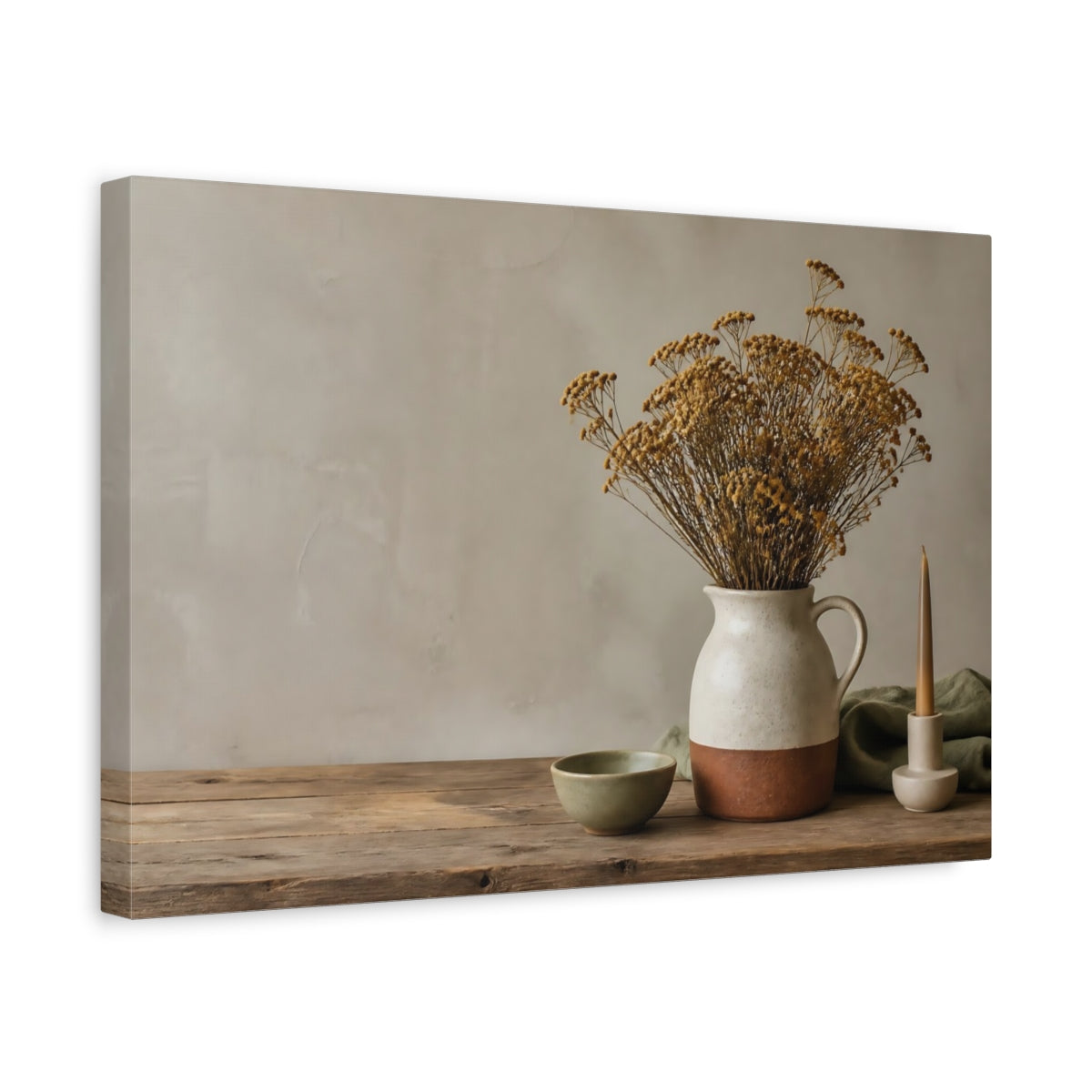 Side Mockup 4. Nordic Jug With Dried Flowers shown as canvas print