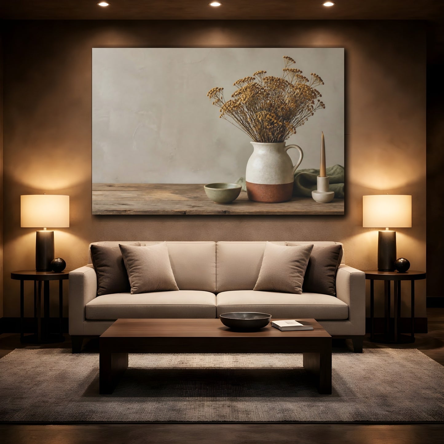 Mockup 2. Nordic Jug With Dried Flowers shown as canvas print