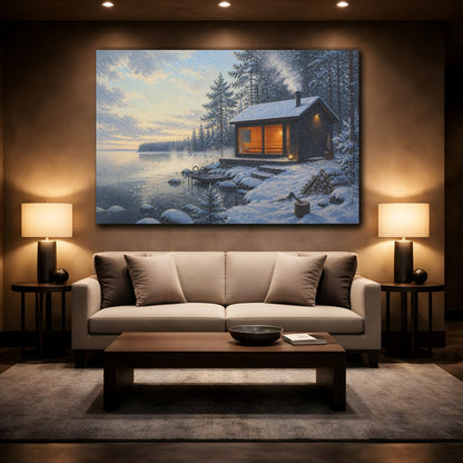 Mockup 2. Nordic Lakeside Sauna shown as canvas print