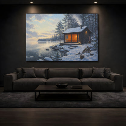 Mockup 3. Nordic Lakeside Sauna shown as canvas print