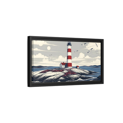 Side Mockup 8. Nordic Lighthouse Retreat shown as framed canvas print