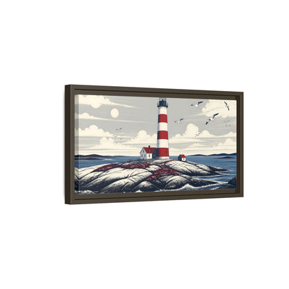 Side Mockup 7. Nordic Lighthouse Retreat shown as framed canvas print