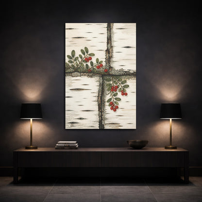 Mockup 3. Nordic Lingonberry Sprig shown as canvas print
