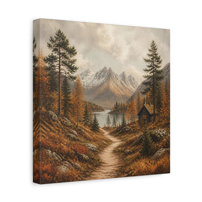 Side Mockup 8. Nordic Mountain Cabin shown as canvas print