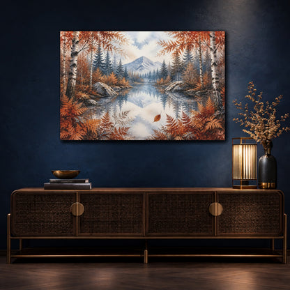 Mockup 4. Nordic Mountain Lake shown as canvas print