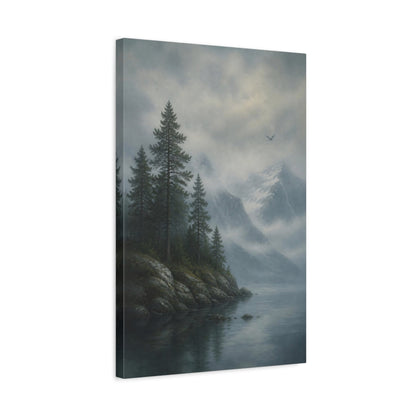 Side Mockup 3. Nordic Pine Island shown as canvas print