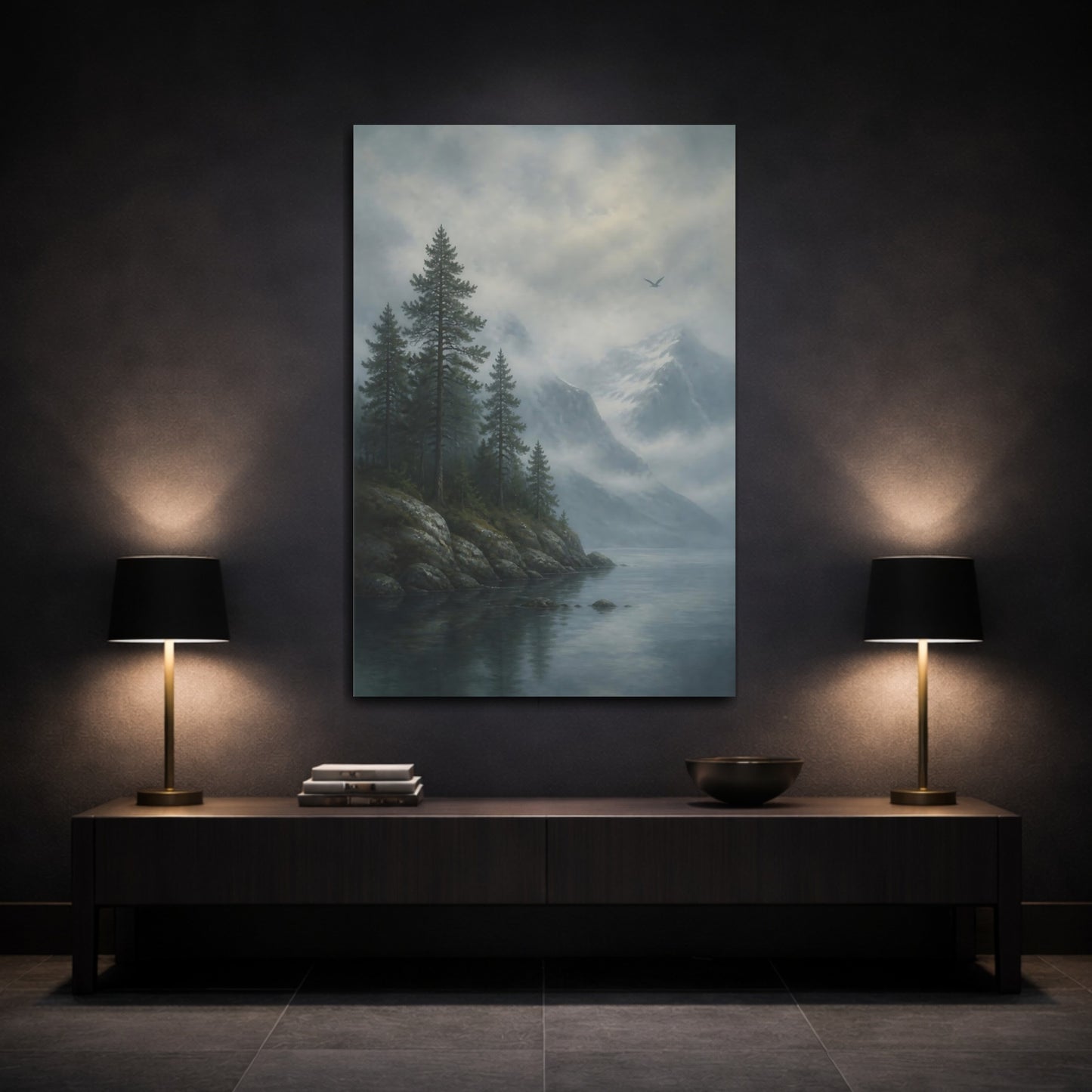 Mockup 3. Nordic Pine Island shown as canvas print