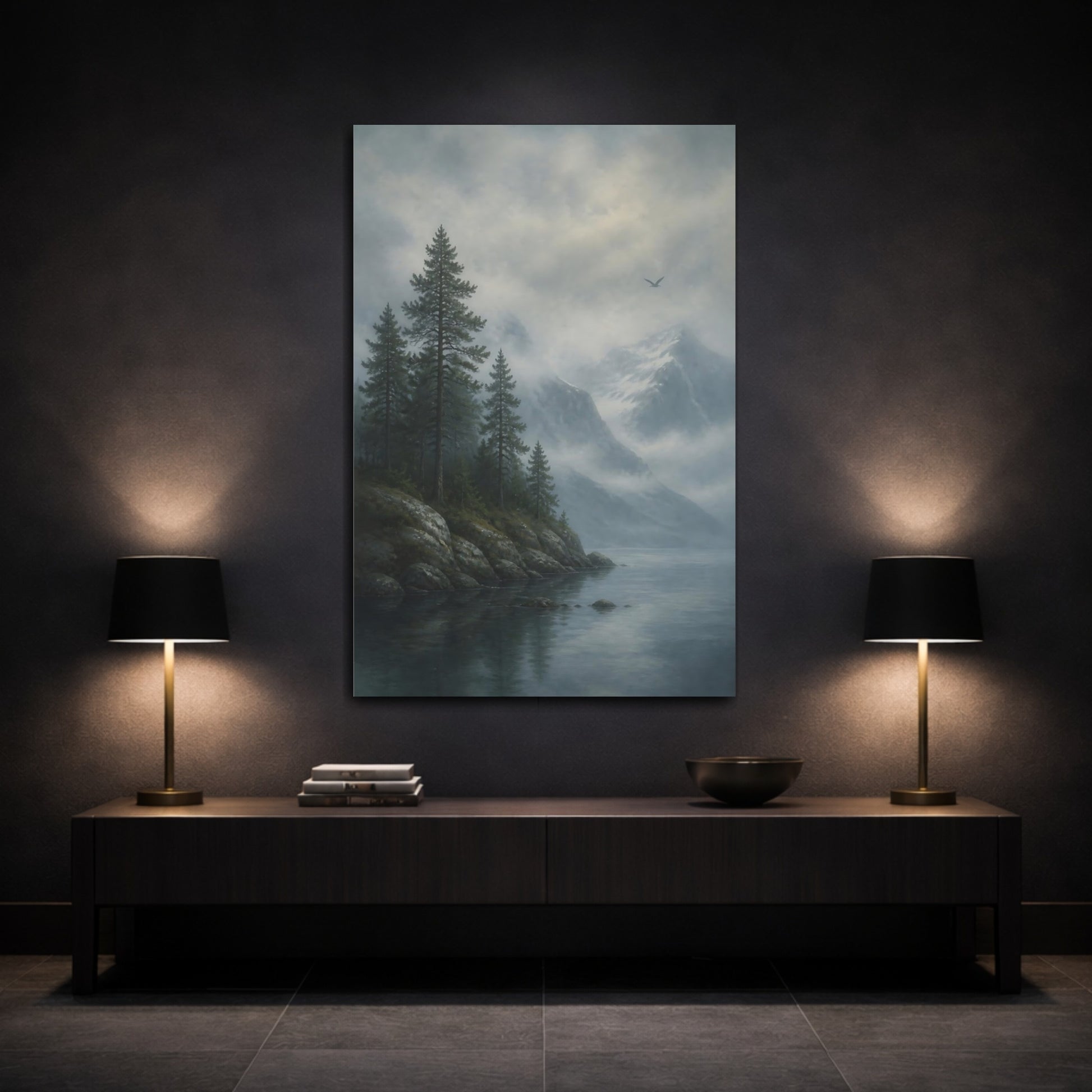 Mockup 3. Nordic Pine Island shown as canvas print