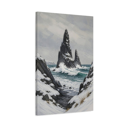 Side Mockup 2. Nordic Sea Stack shown as canvas print