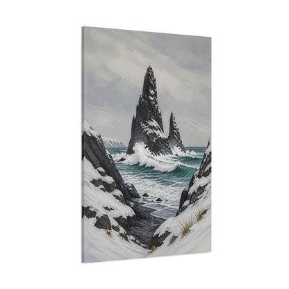 Side Mockup 1. Nordic Sea Stack shown as canvas print