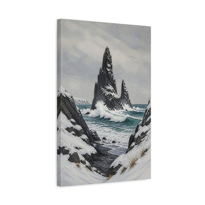 Side Mockup 3. Nordic Sea Stack shown as canvas print