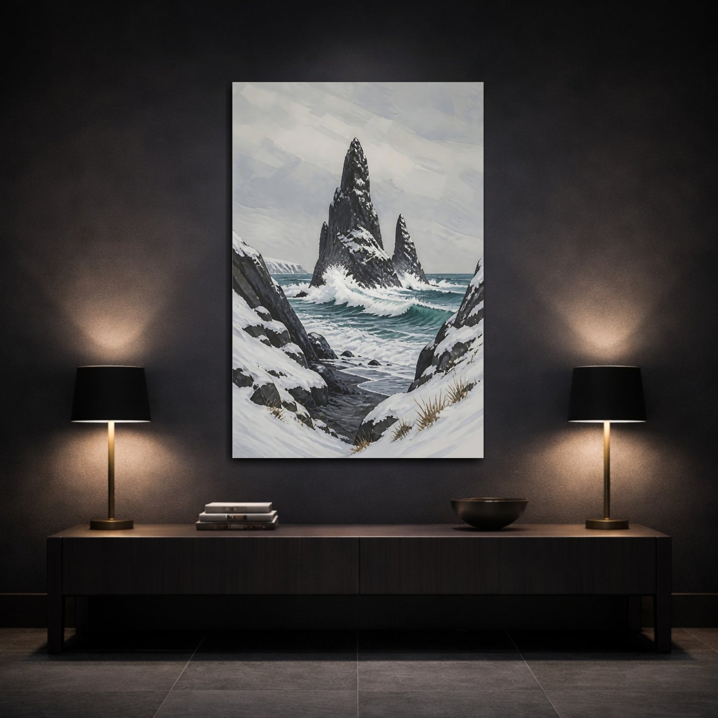 Mockup 3. Nordic Sea Stack shown as canvas print