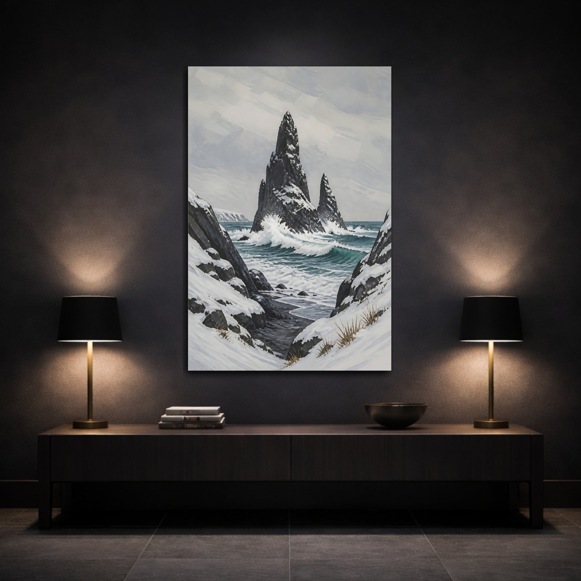Mockup 3. Nordic Sea Stack shown as canvas print